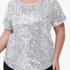 Shimmering Silver Women's Sequin Tee
